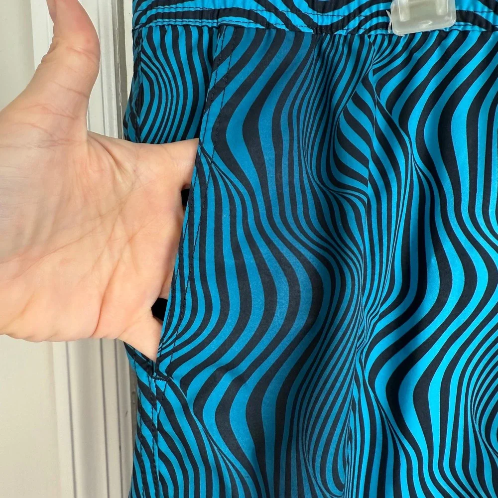 Psycho Bunny Swim Trunks 3XL Blue Wave Print Board Shorts Big & Tall Psychedelic
